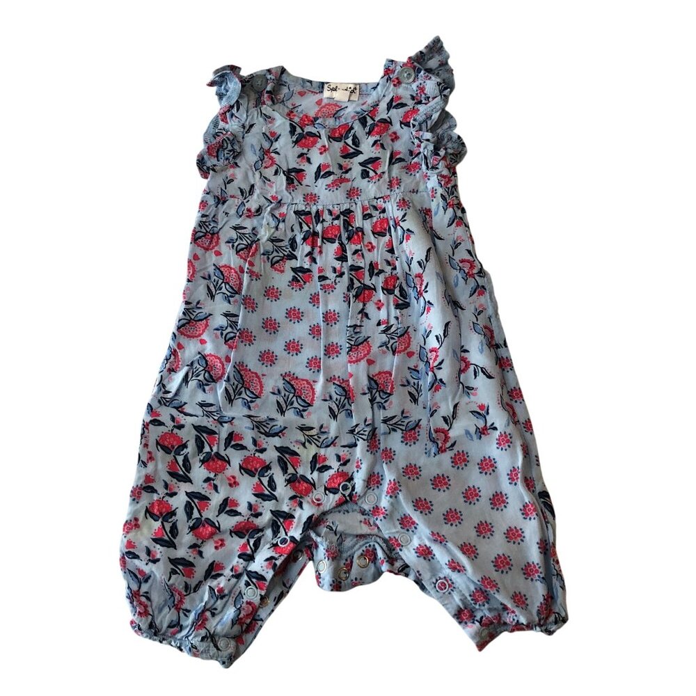 Splendid Baby Girls Romper Ruffle Floral Blue Pink 0-3m